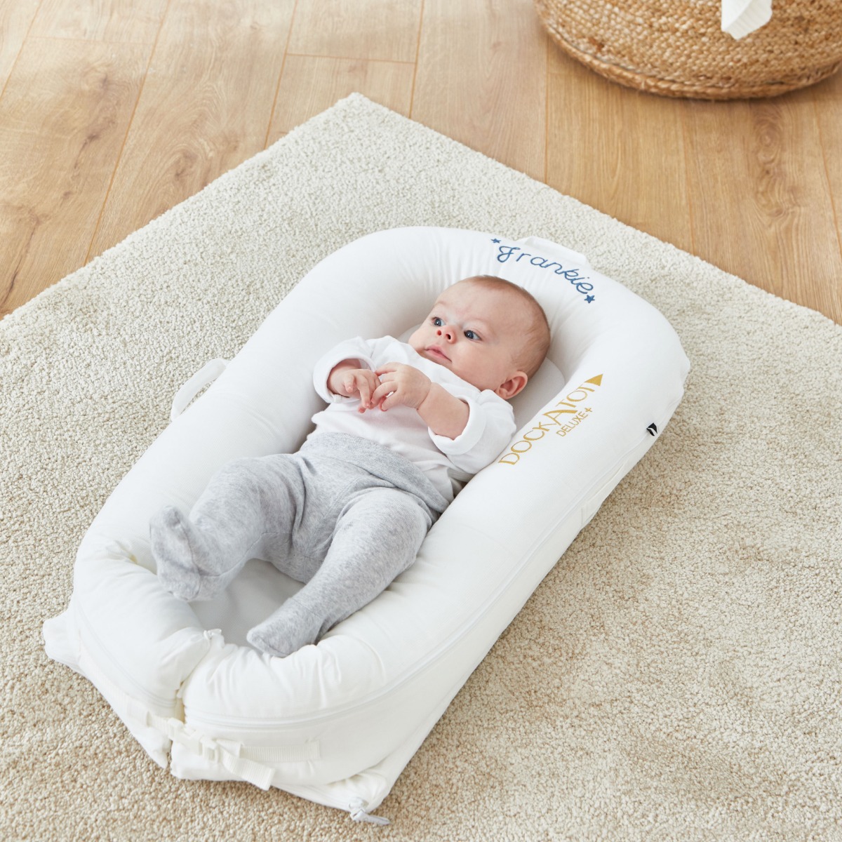 Personalised White Star Design DockATot Baby Bed