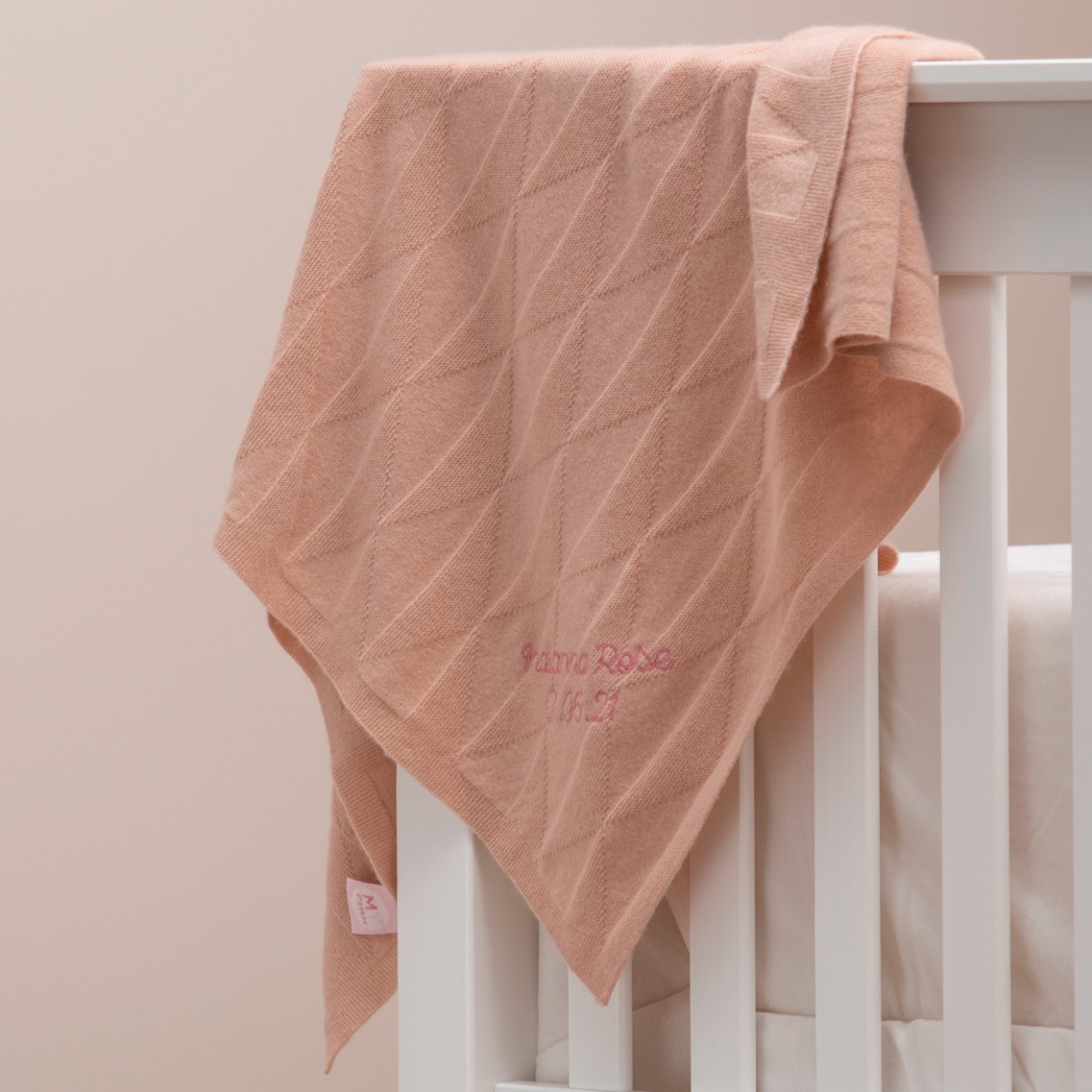 Personalised 100% Cashmere Pink Baby Blanket