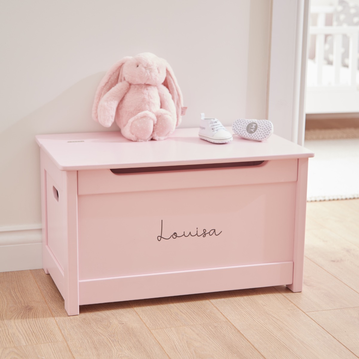 Personalised Pink Panelled Toy Box