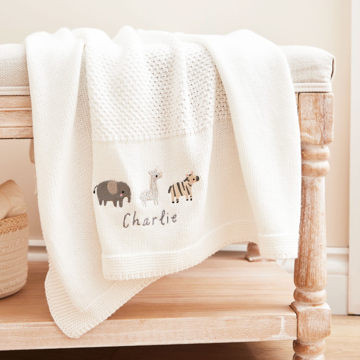 Personalised Welcome to the World Ivory Shawl