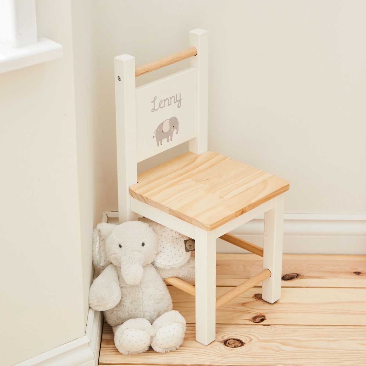 Personalised Welcome to the World Elephant Wooden Chair