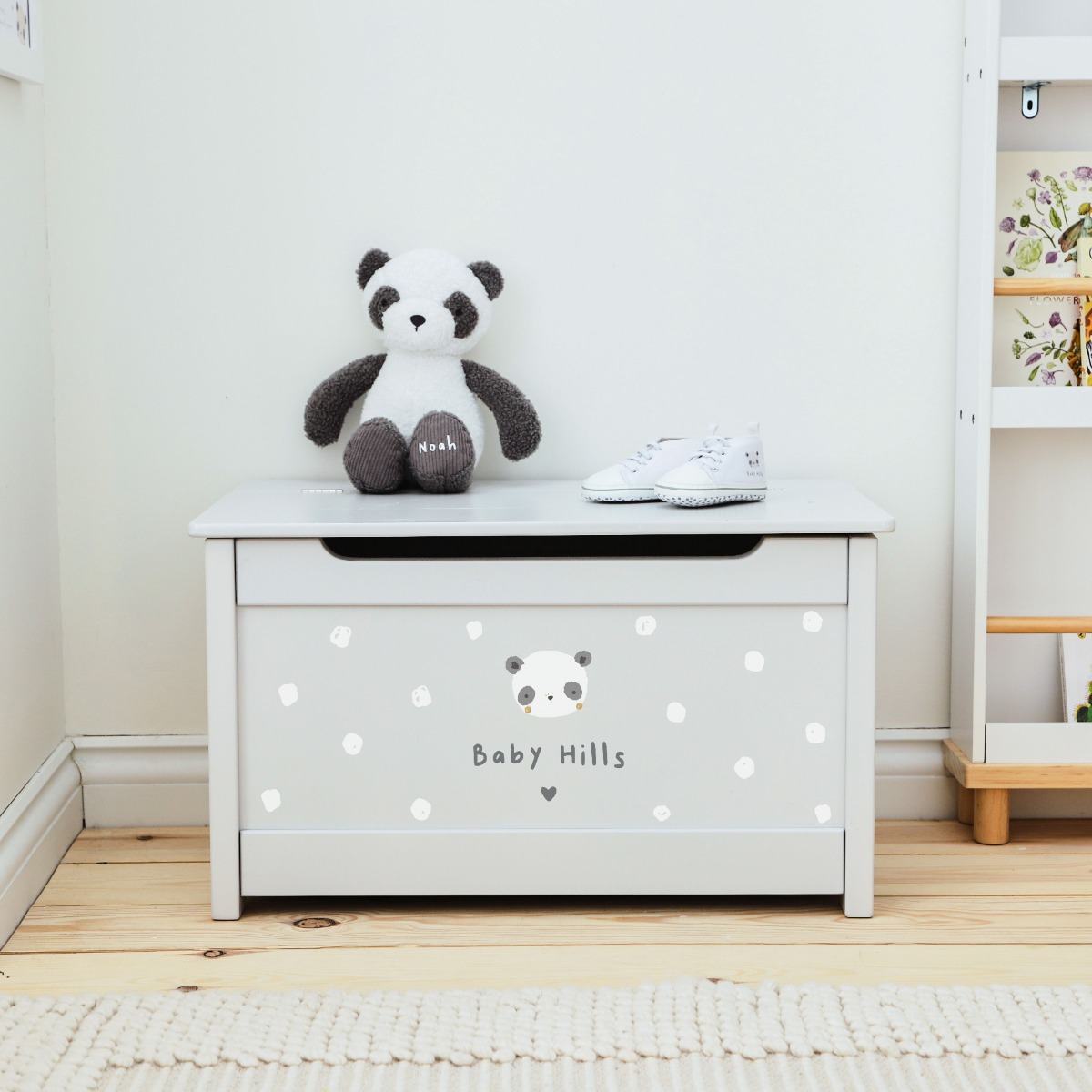 Personalised Panda Grey Toy Box