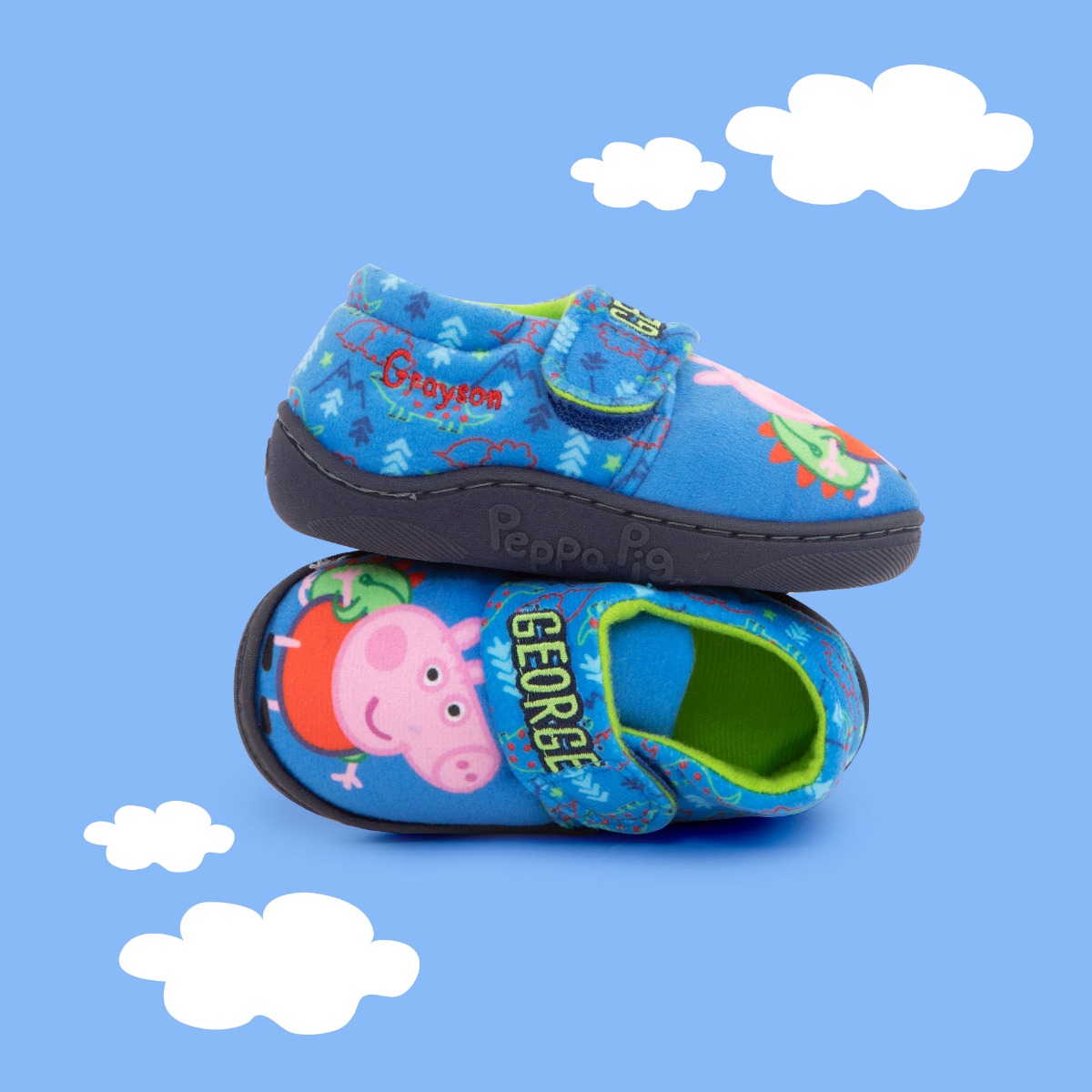 Personalised Blue George Pig Slippers