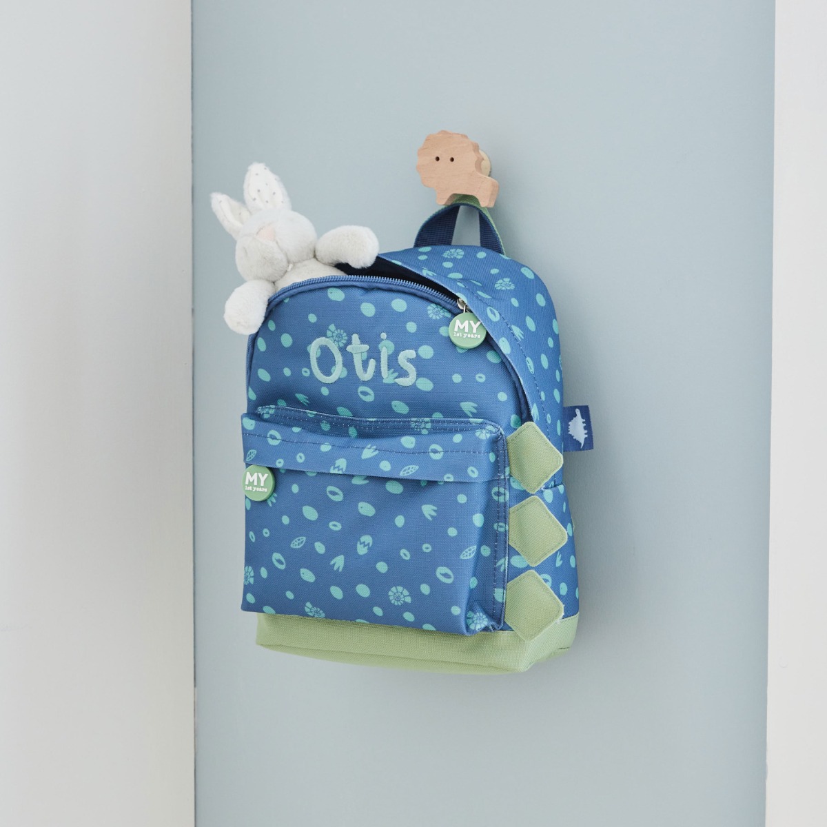 Personalised Blue Dinosaur Print Mini Backpack