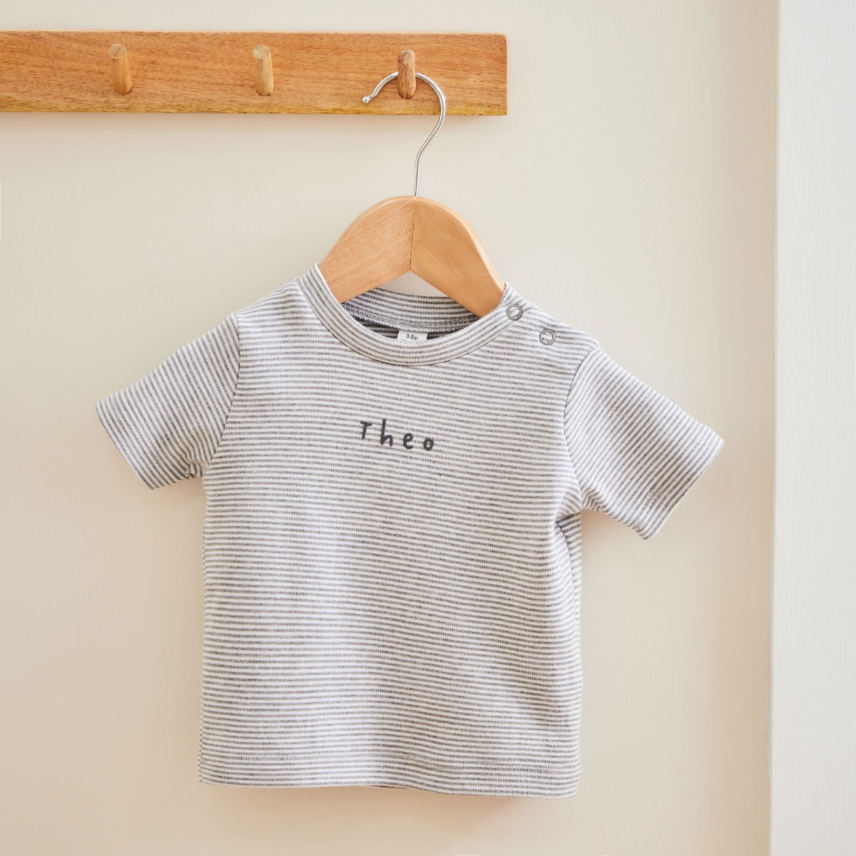 Personalised Grey Children’s Striped T-Shirt