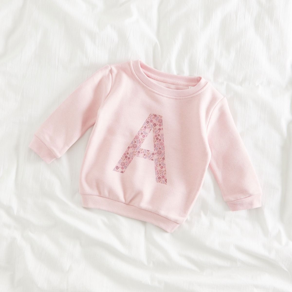 Personalised Pink Floral Initial Sweatshirt