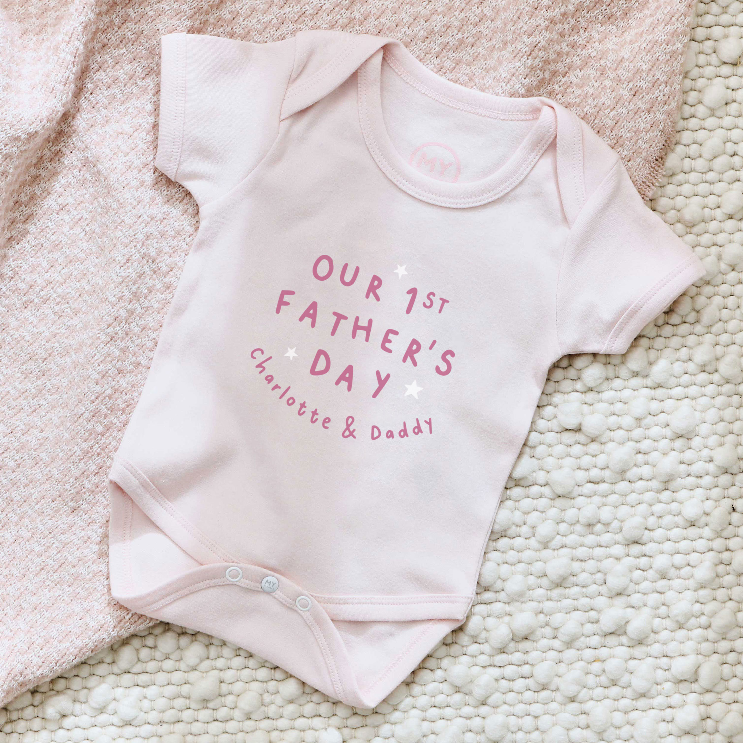 Personalised Pink Our 1st Father's Day Bodysuit