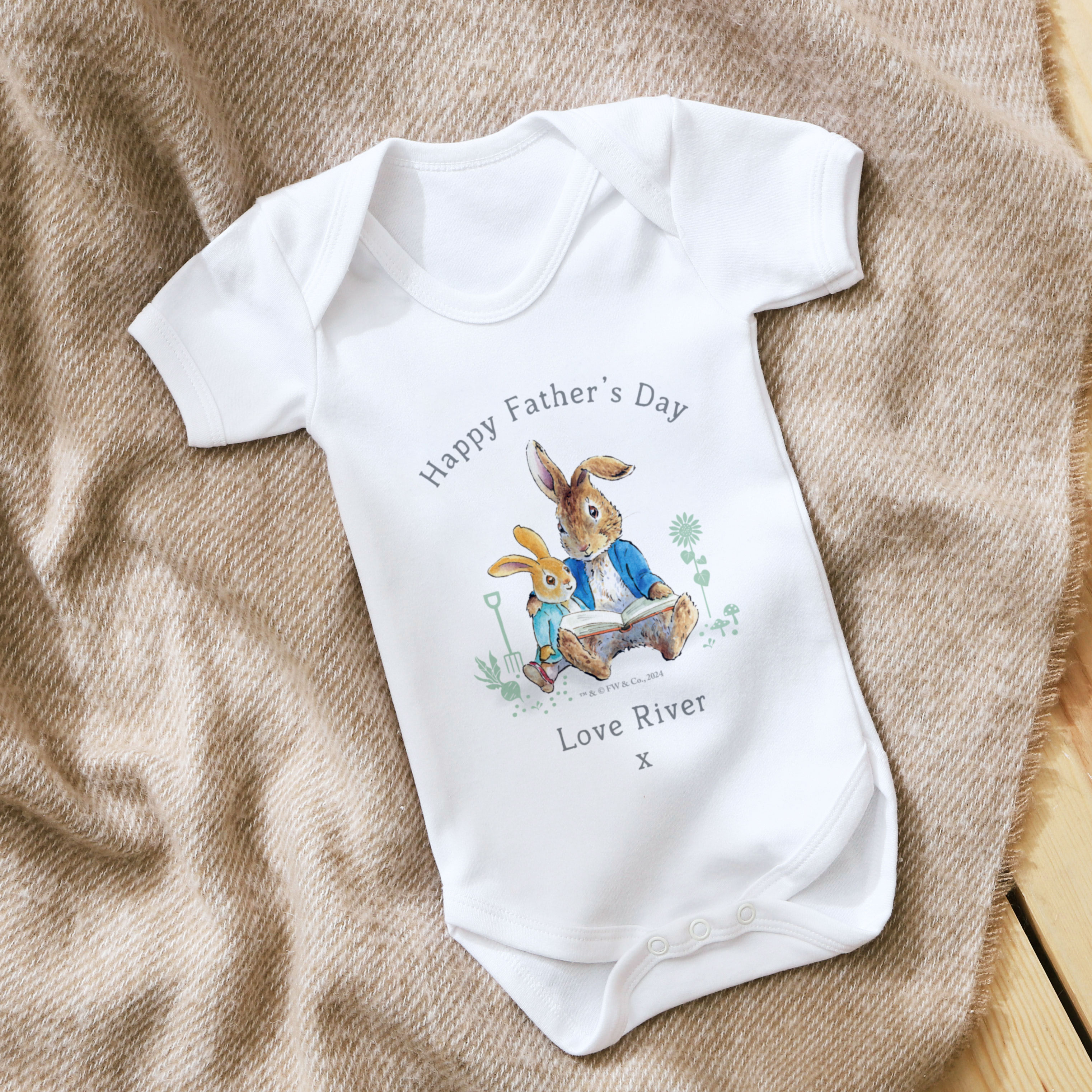 Personalised Peter Rabbit Happy Father's Day Bodysuit