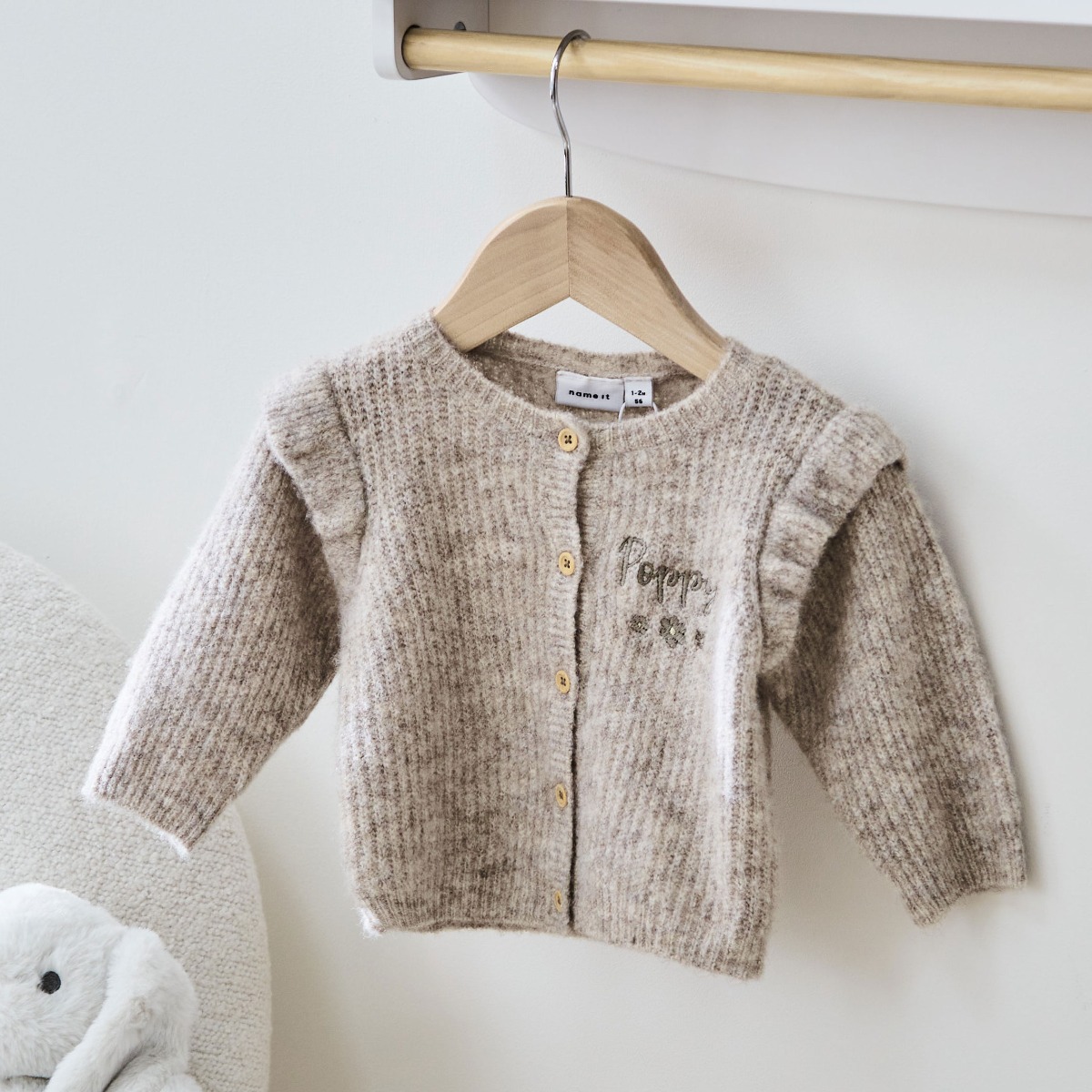 Personalised Kids' Taupe Knitted Cardigan