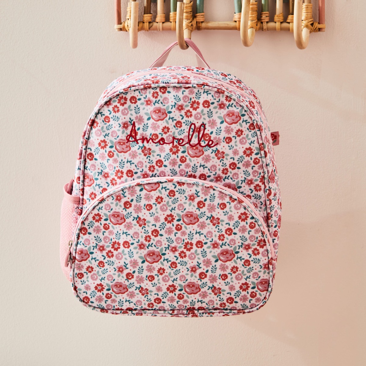 Personalised Pink Ditsy Print Classic Medium Backpack