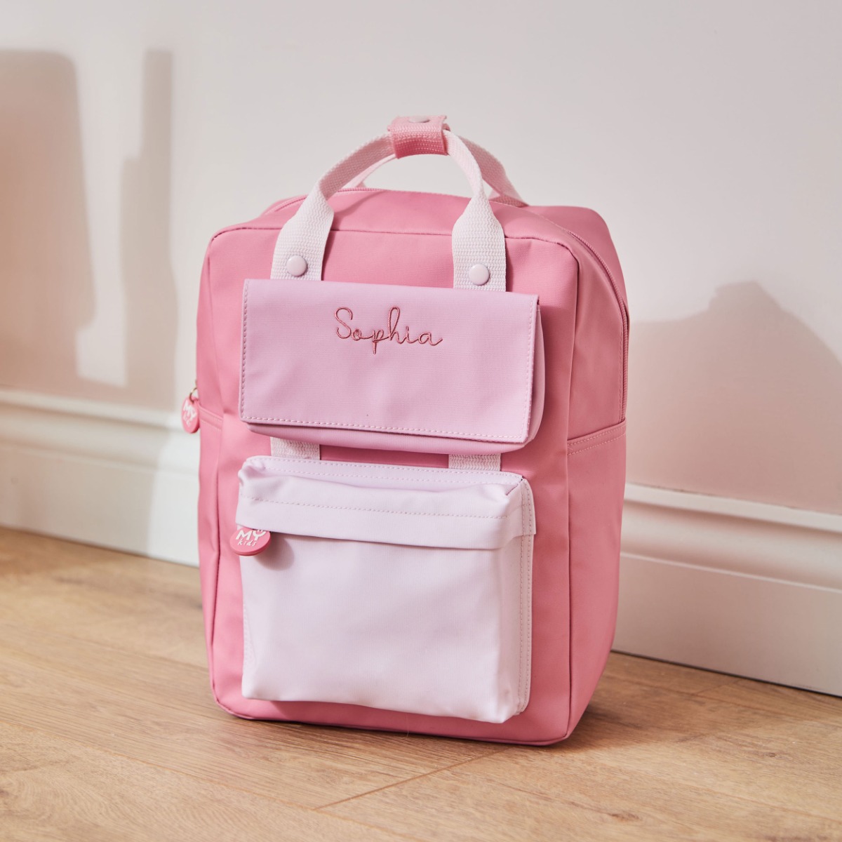 My Kids Personalised Pink Grab Handle & Purse Large Backpack