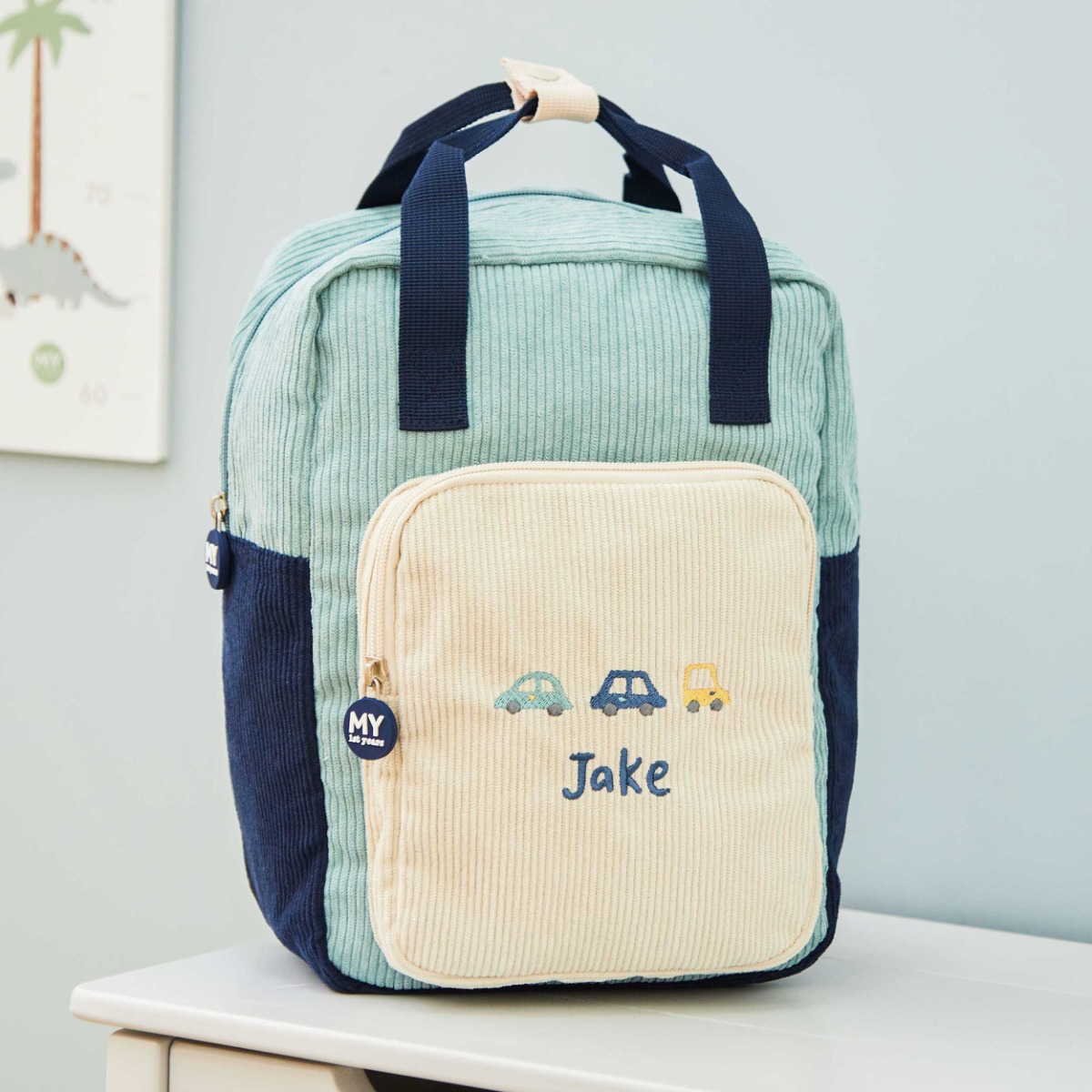 Personalised Sage Transport Cord Backpack with Grab Handle