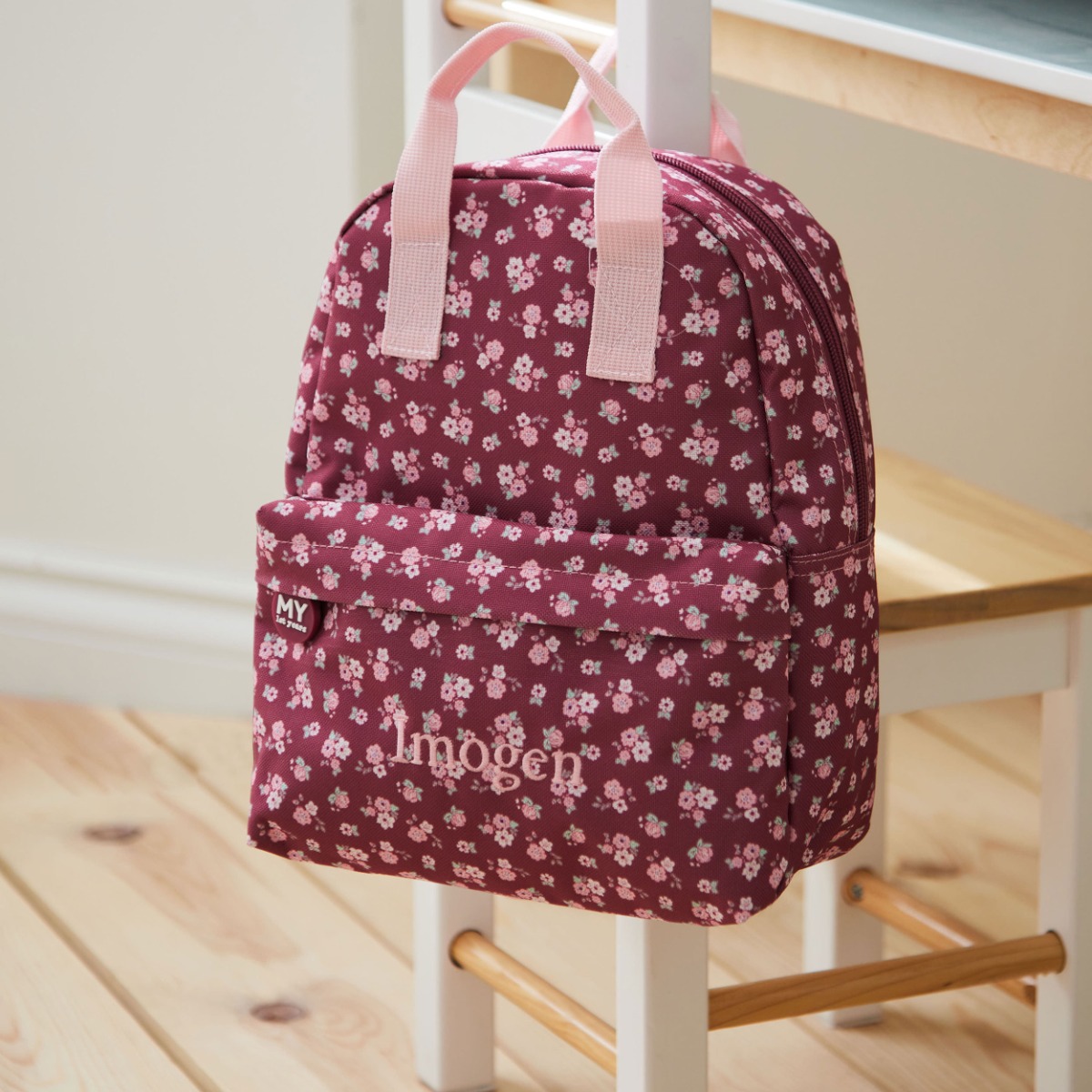 Personalised Berry Ditsy Print Mini Backpack with Grab Handle