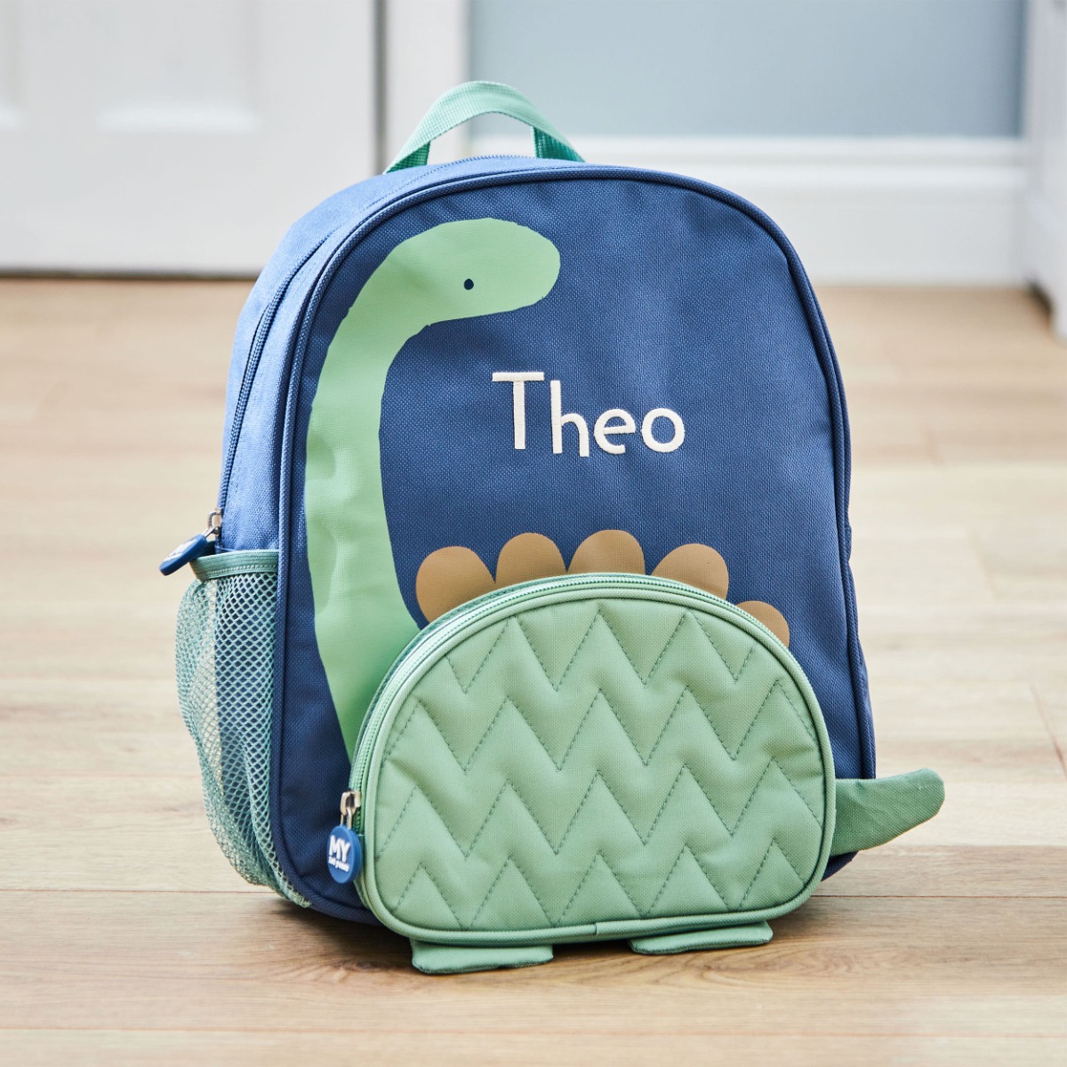 Personalised Green Dinosaur Medium Backpack