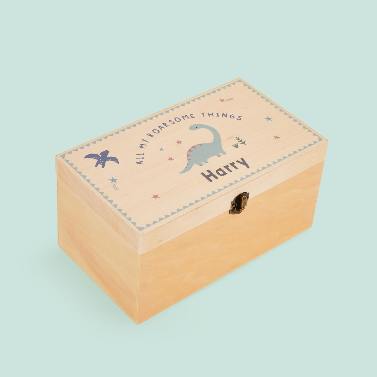 Personalised Dinosaur Design Wooden Keepsake Box