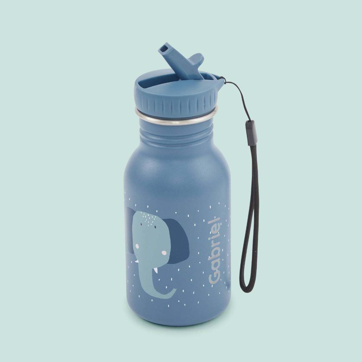 Personalised Trixie Blue Elephant 350ml Water Bottle