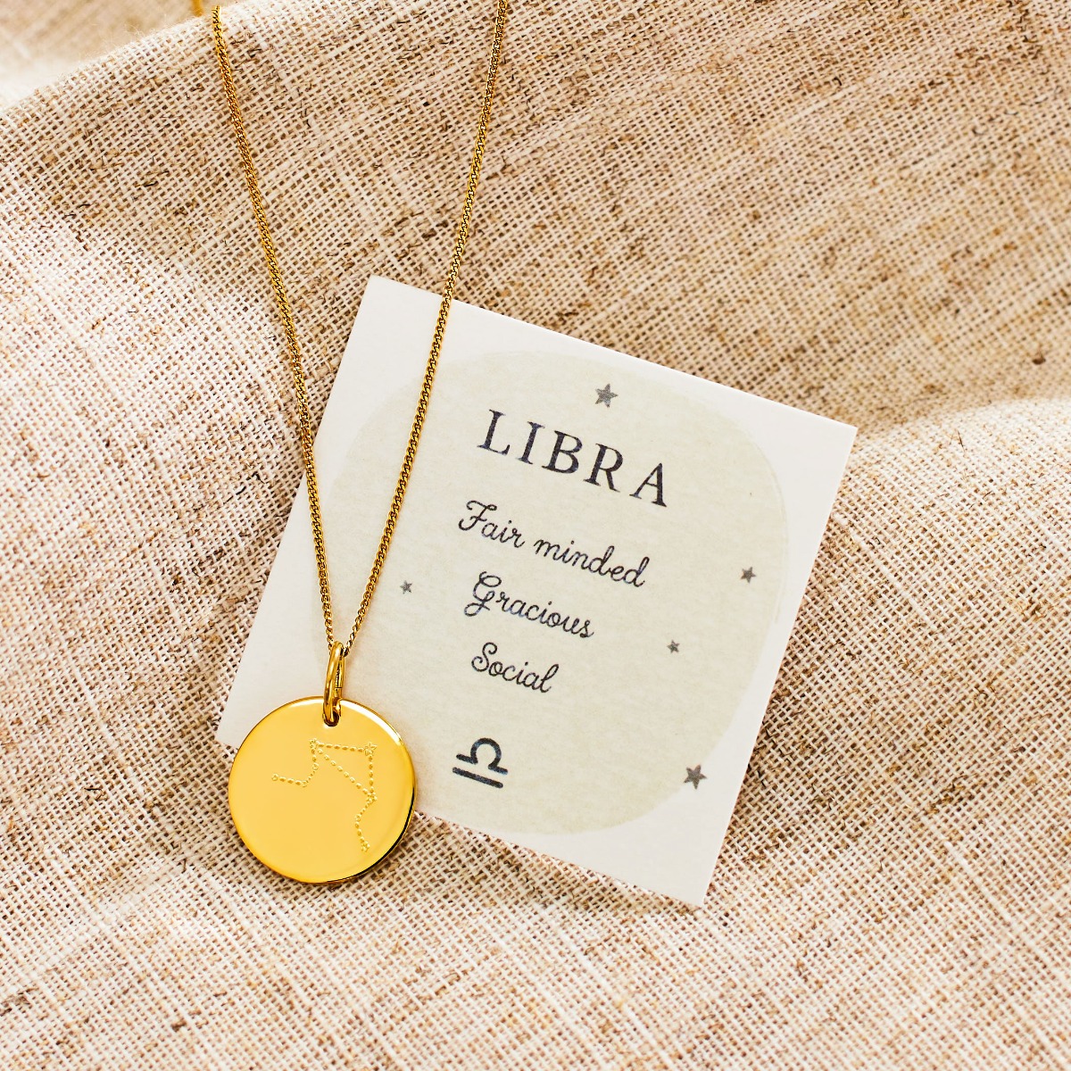 Personalised Gold Libra Adults Necklace