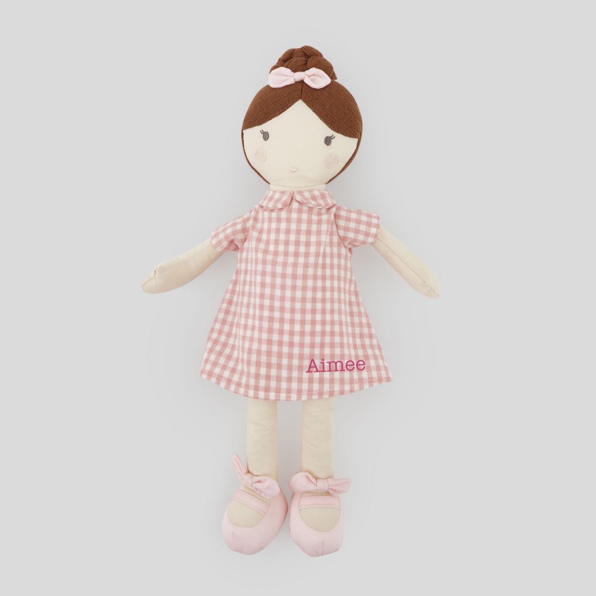 Personalised My 1st Doll in Pink Dress - Brown Hair