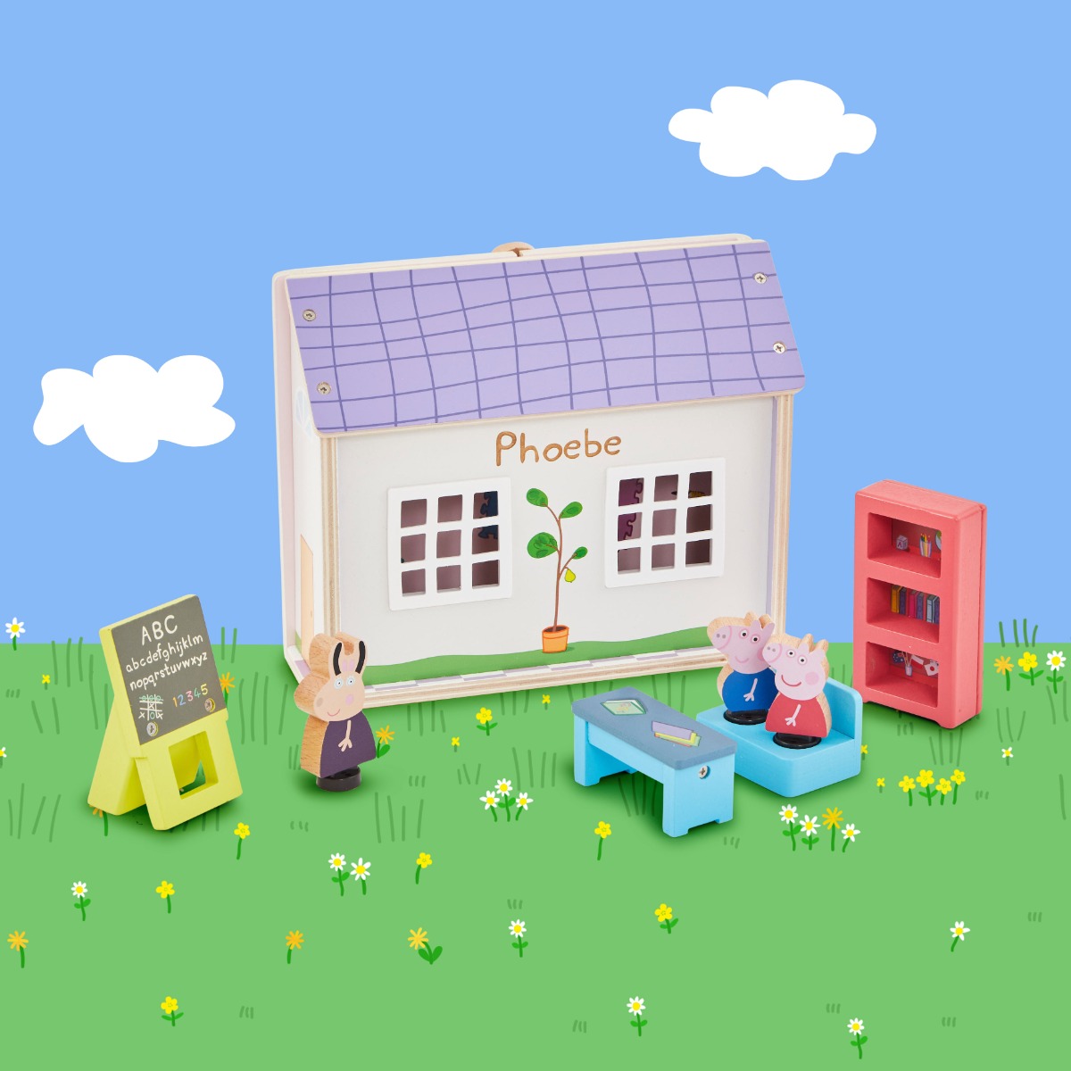 Image of Personalised Peppa Pig Wooden Schoolhouse Toy