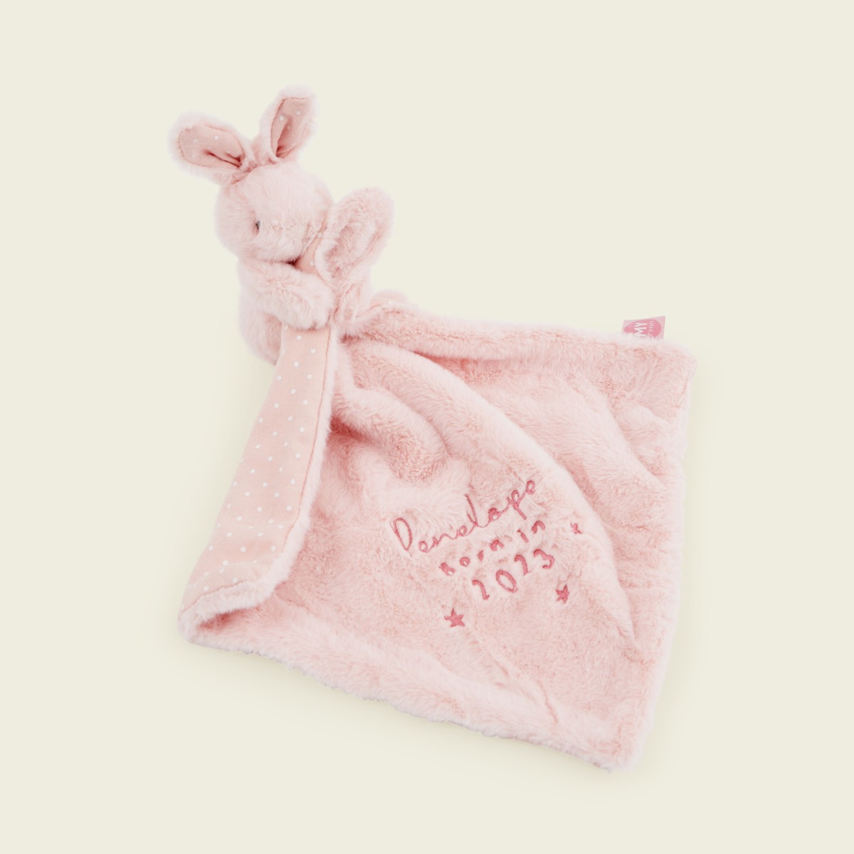 Personalised Born in 2023 Pink Bunny Comforter