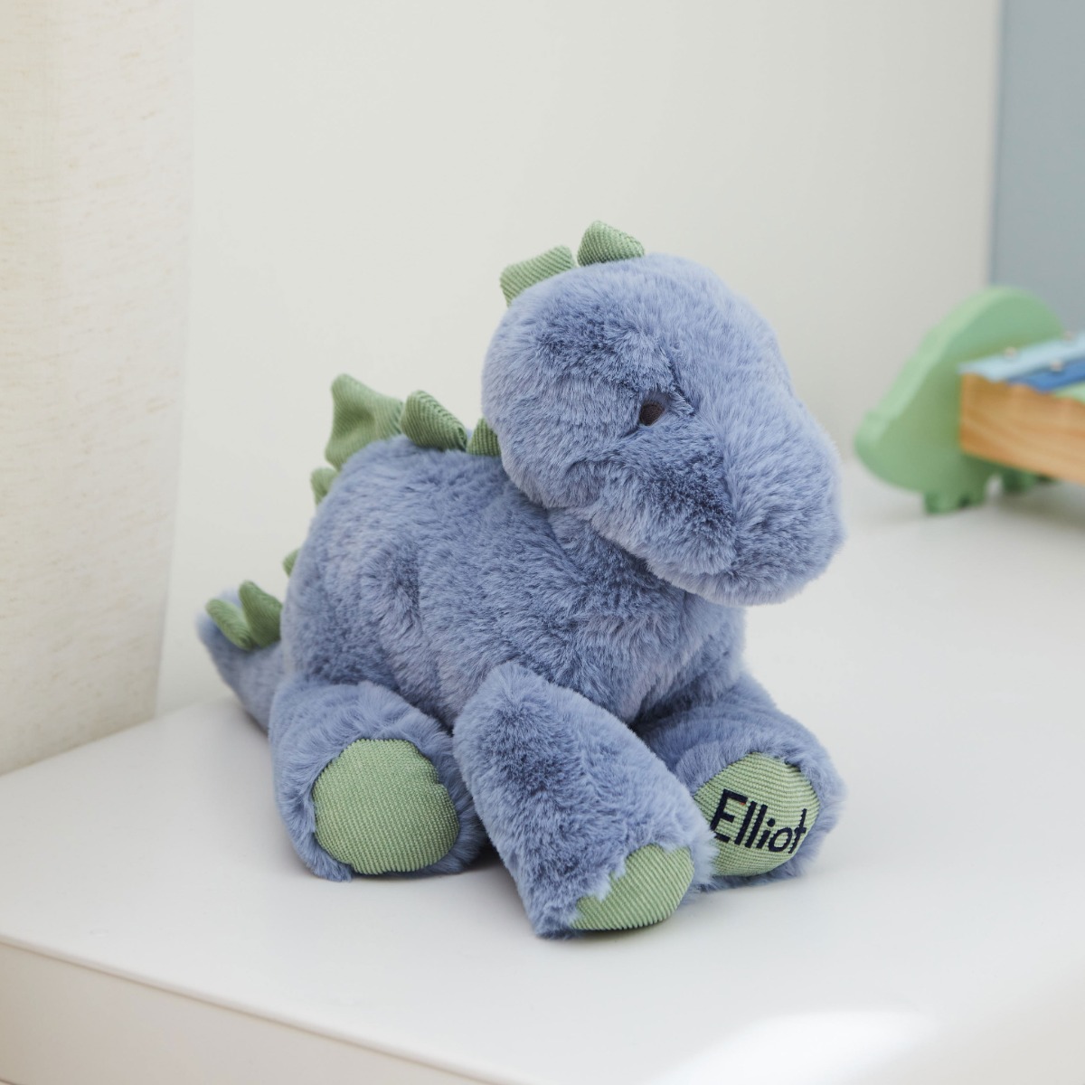 Personalised Blue and Green Dinosaur Soft Toy