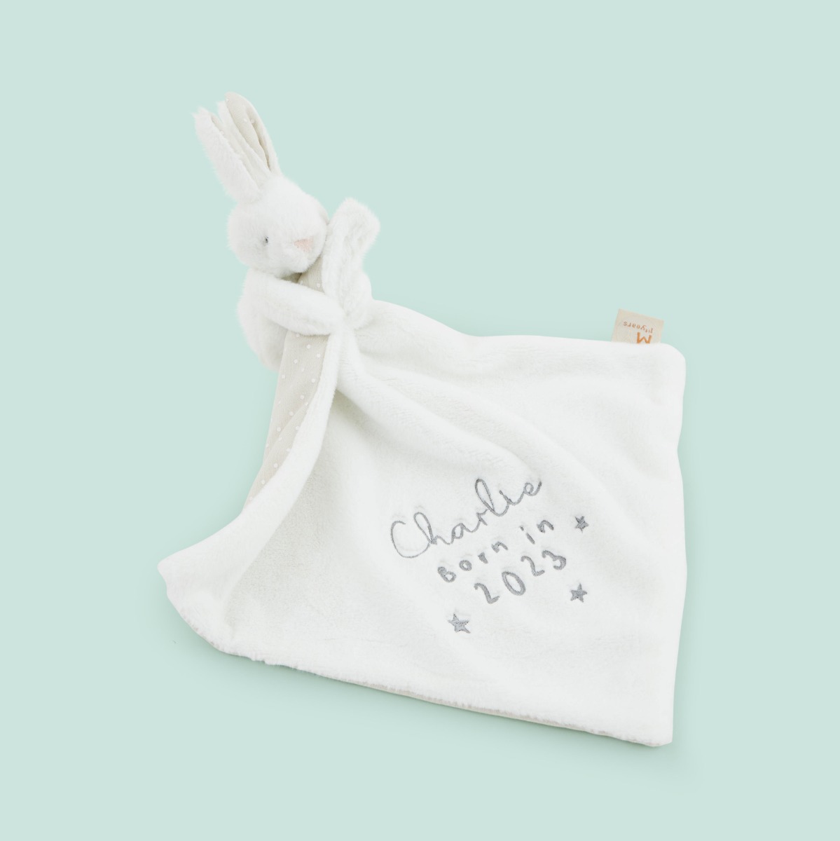 Personalised Born in 2023 White Bunny Comforter