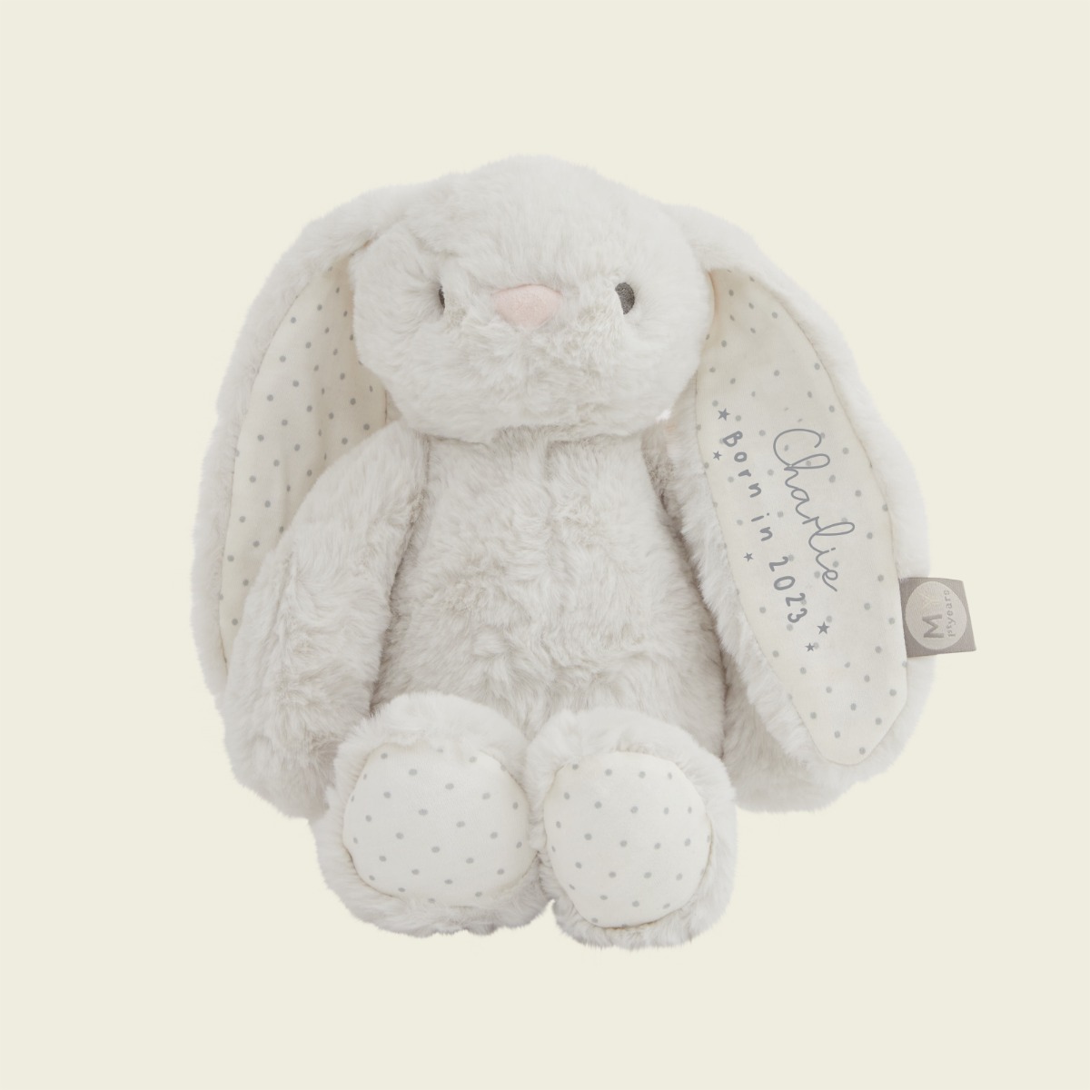 Personalised Born in 2023 Grey Bunny Soft Toy