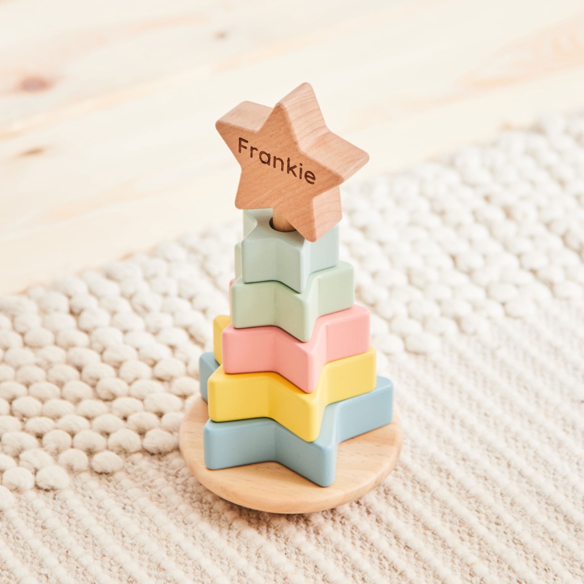Personalised Wooden Star Stacker Toy
