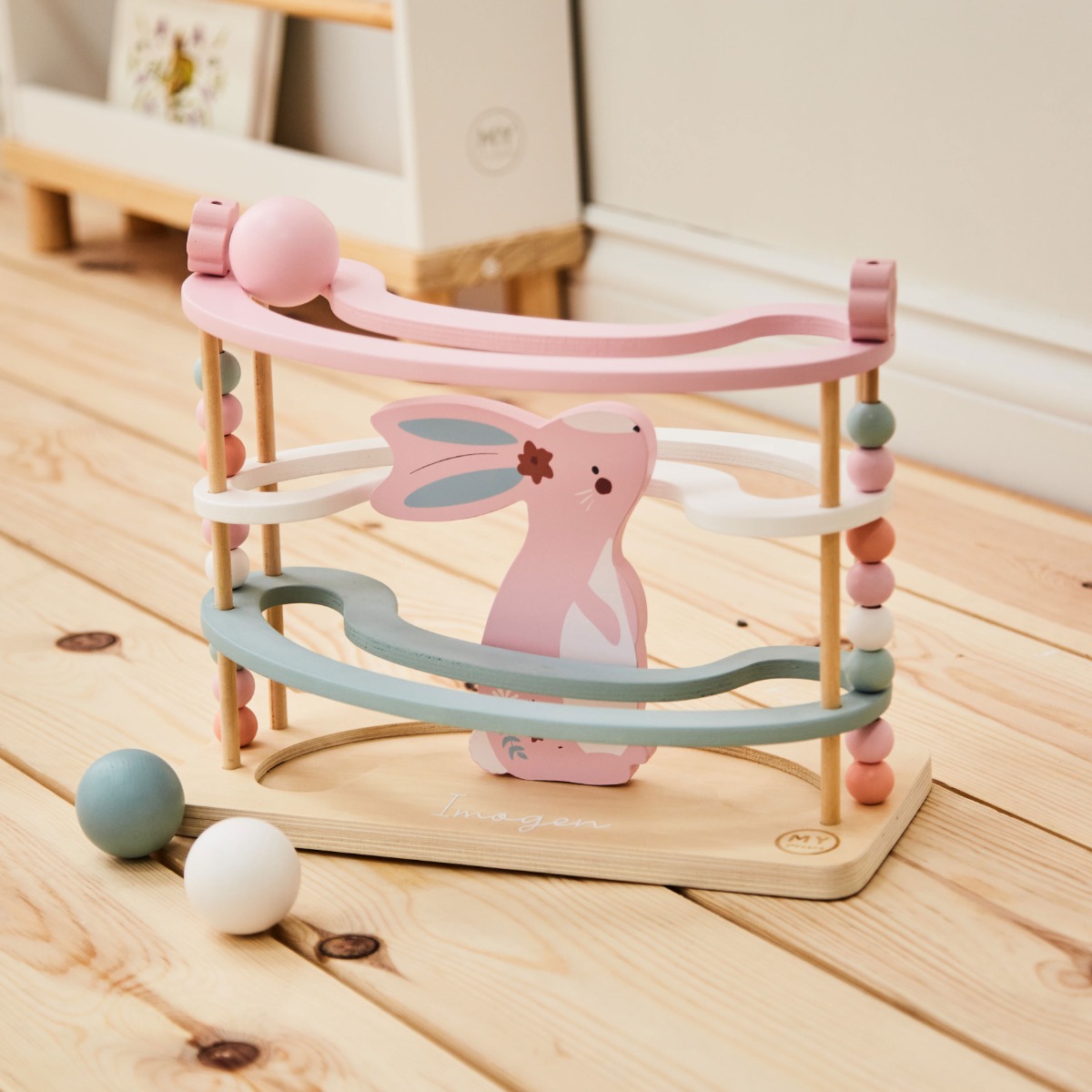 Personalised Bunny Wooden Ball Runner