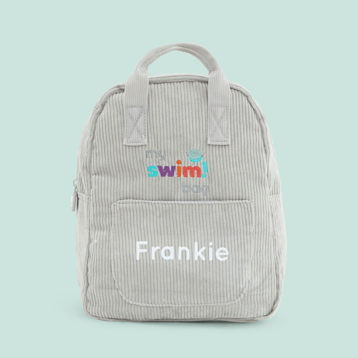 Swim! Personalised Grey Cord Mini Backpack