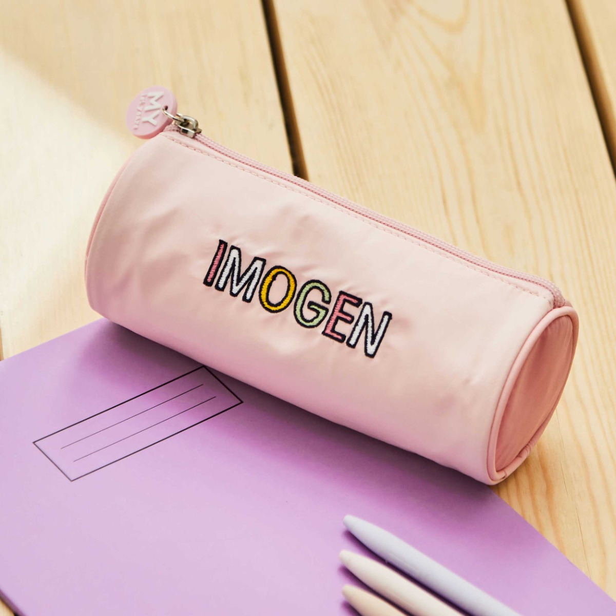Personalised Patchwork Letters Pink Pencil Case
