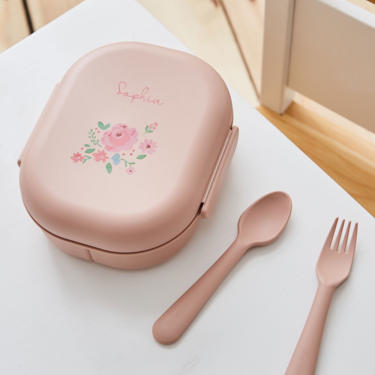 Personalised Pink Floral Design Lunch Box