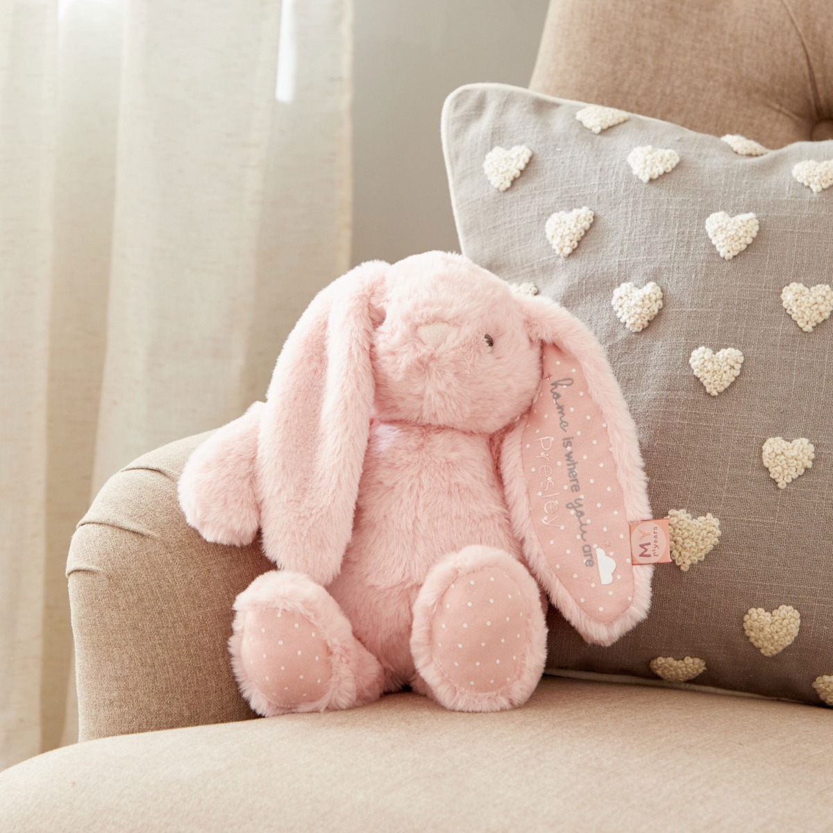 Personalised Jess Wright Baby Pink Bunny Soft Toy