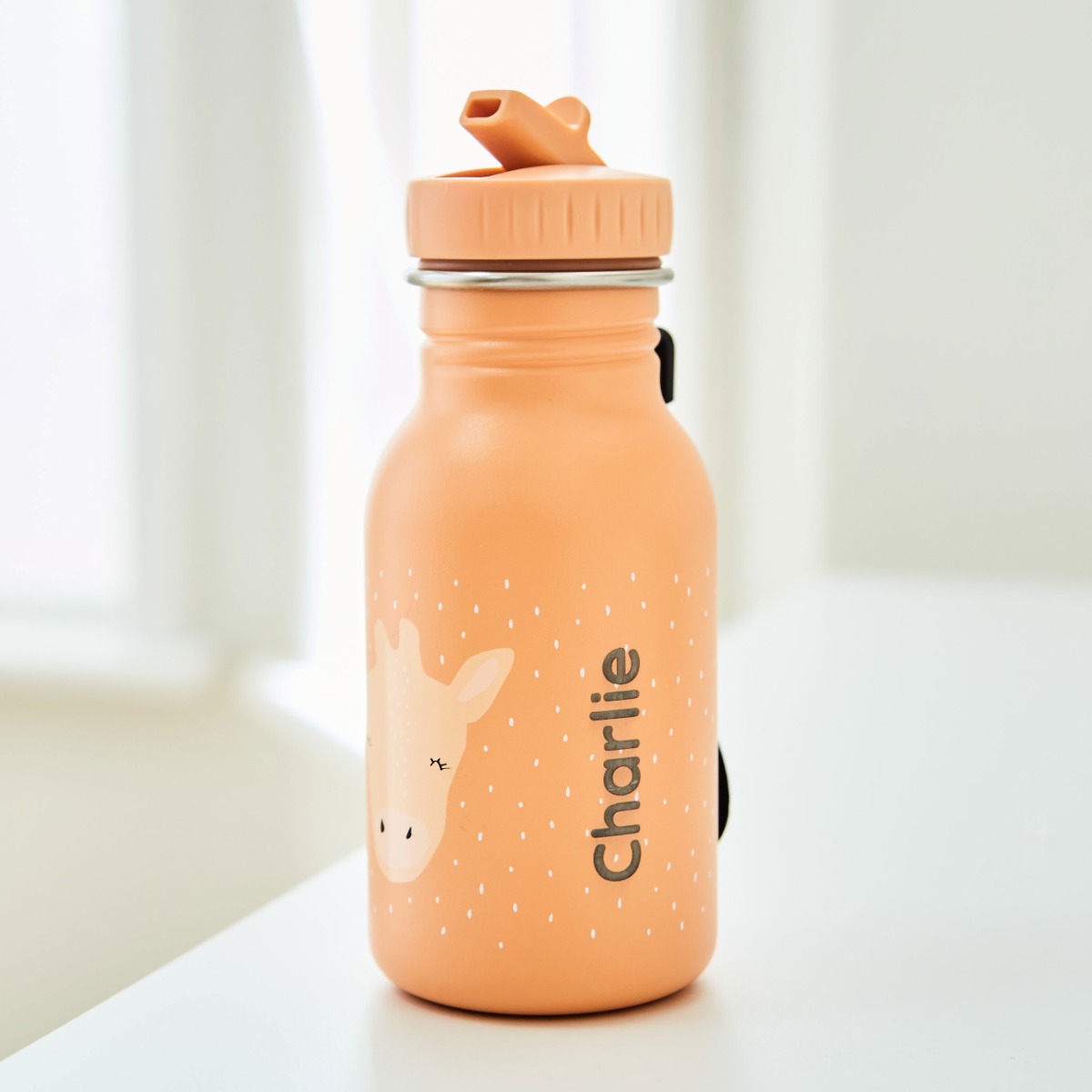 Personalised Trixie Apricot Giraffe 350ml Water Bottle
