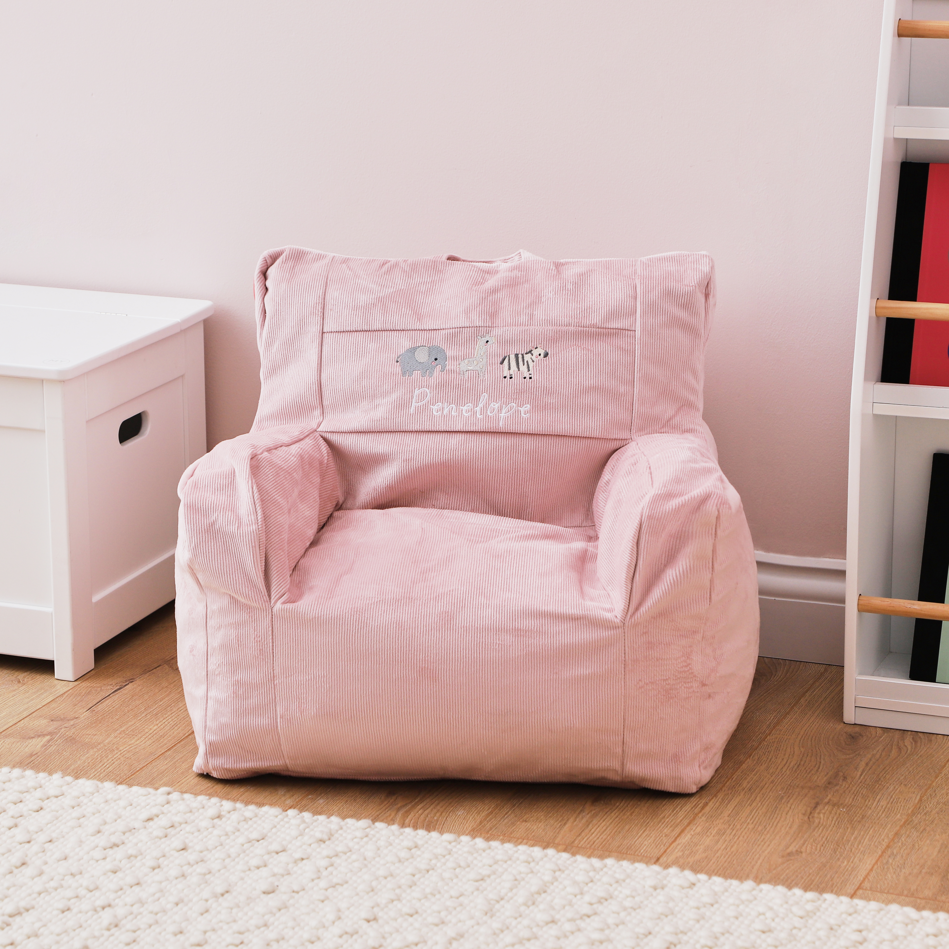 Personalised Pink Safari Cord Bean Bag Chair