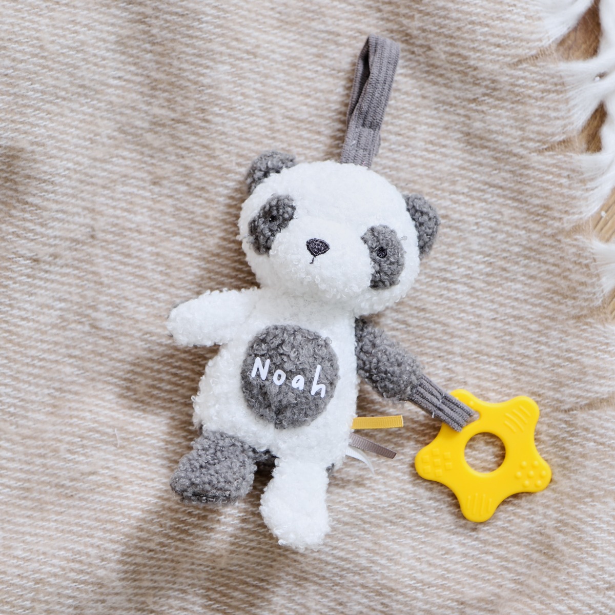 Personalised Mini Mono Panda Rattle Activity Toy