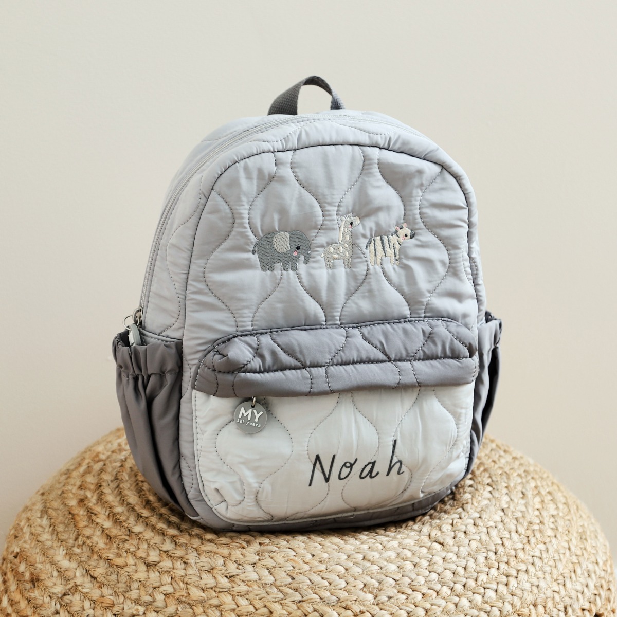 Personalised Safari Quilted Medium Backpack