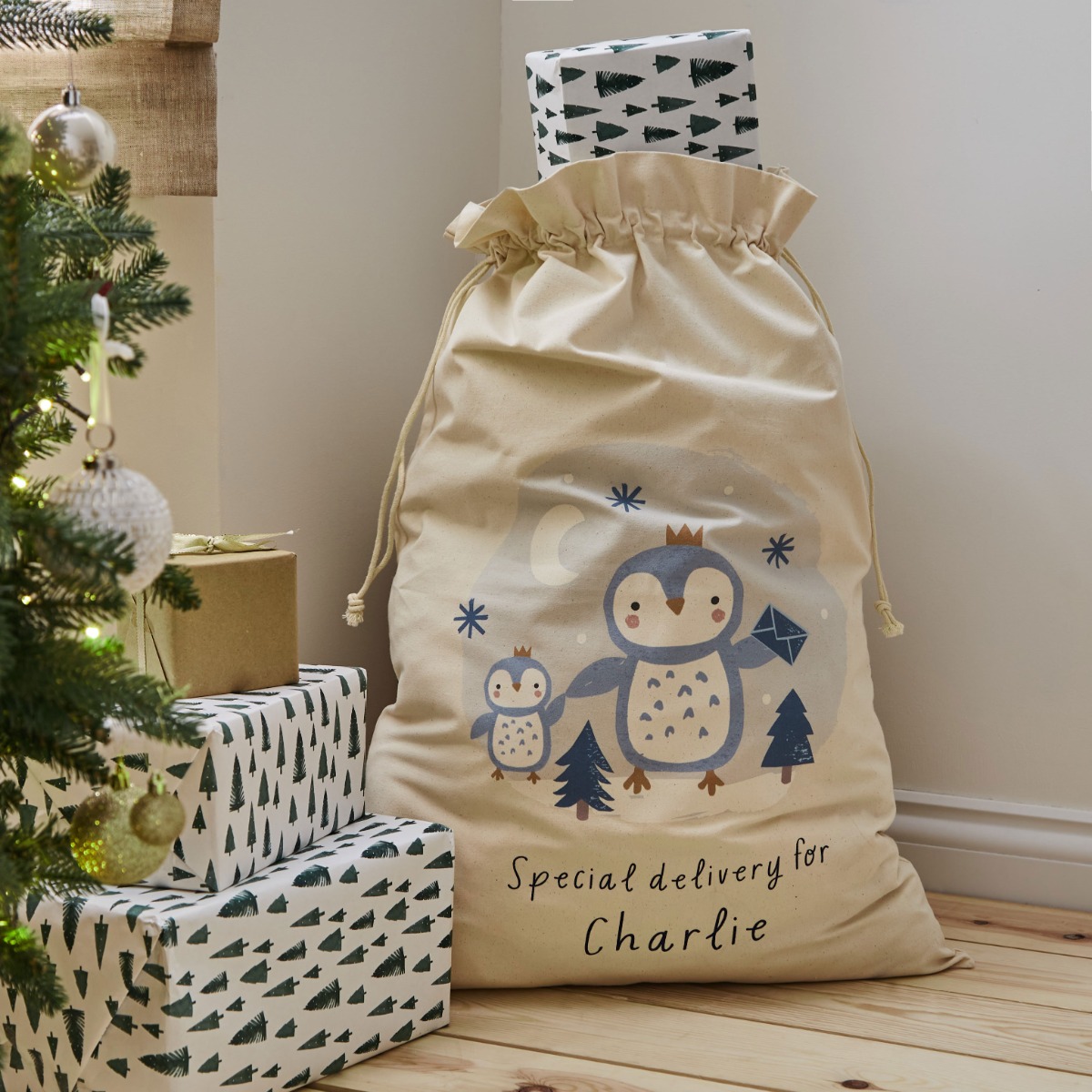 Personalised Penguin Christmas Sack