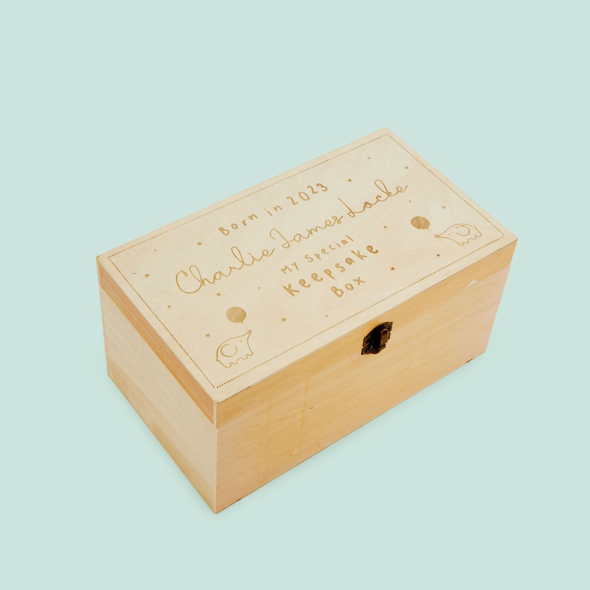 Personalised Born in 2023 Wooden Keepsake Box