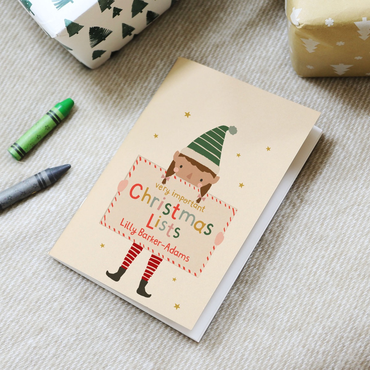 Personalised Girl Elf Christmas List Children's Notebook