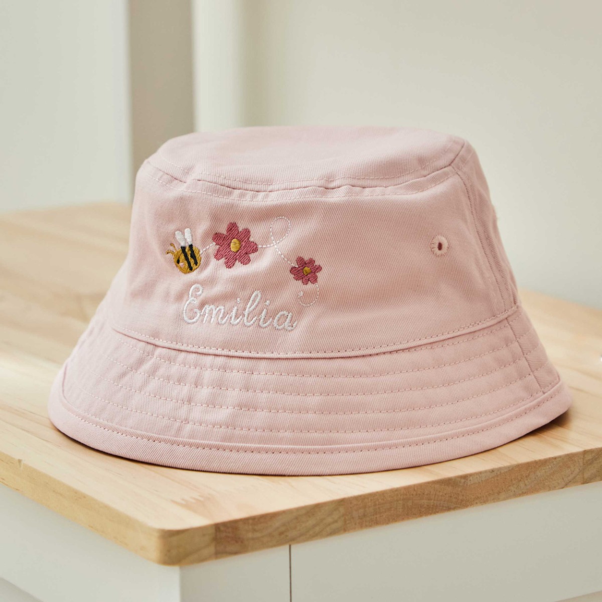 Personalised Bumblebee Pink Bucket Hat