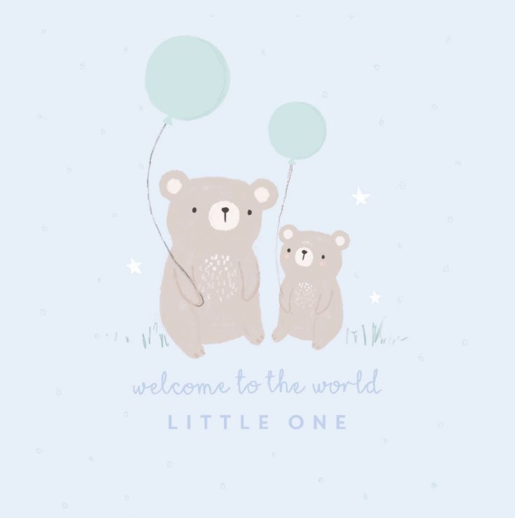Personalised Bear Design New Baby Greetings Card