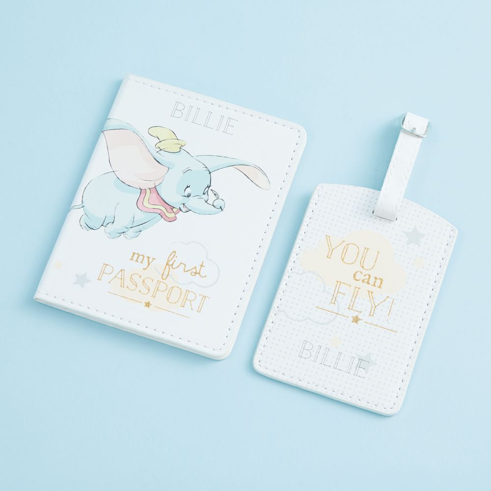 Personalised Disney Dumbo Passport Cover And Luggage Tag Pink My First Passport 