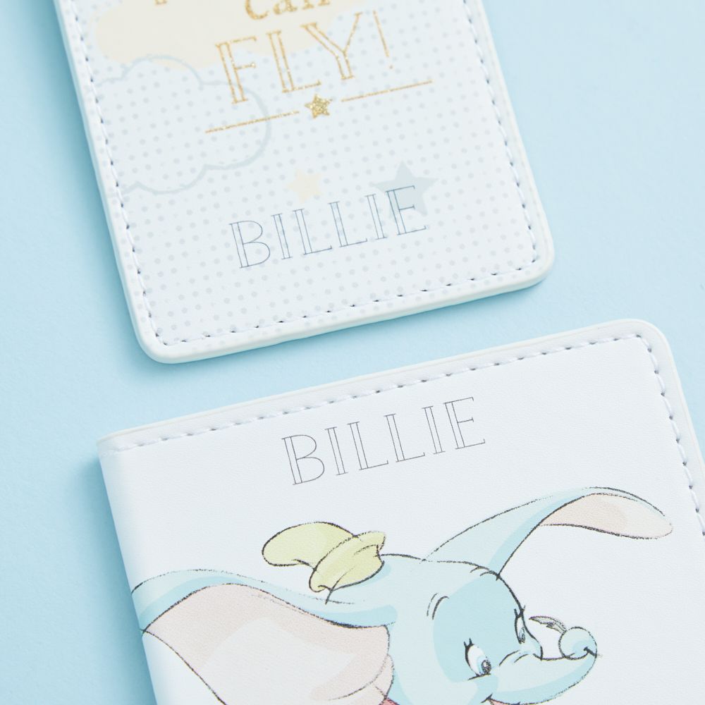 Personalised Disney Baby First Passport Cover and Luggage tag Gift Set Dumbo 