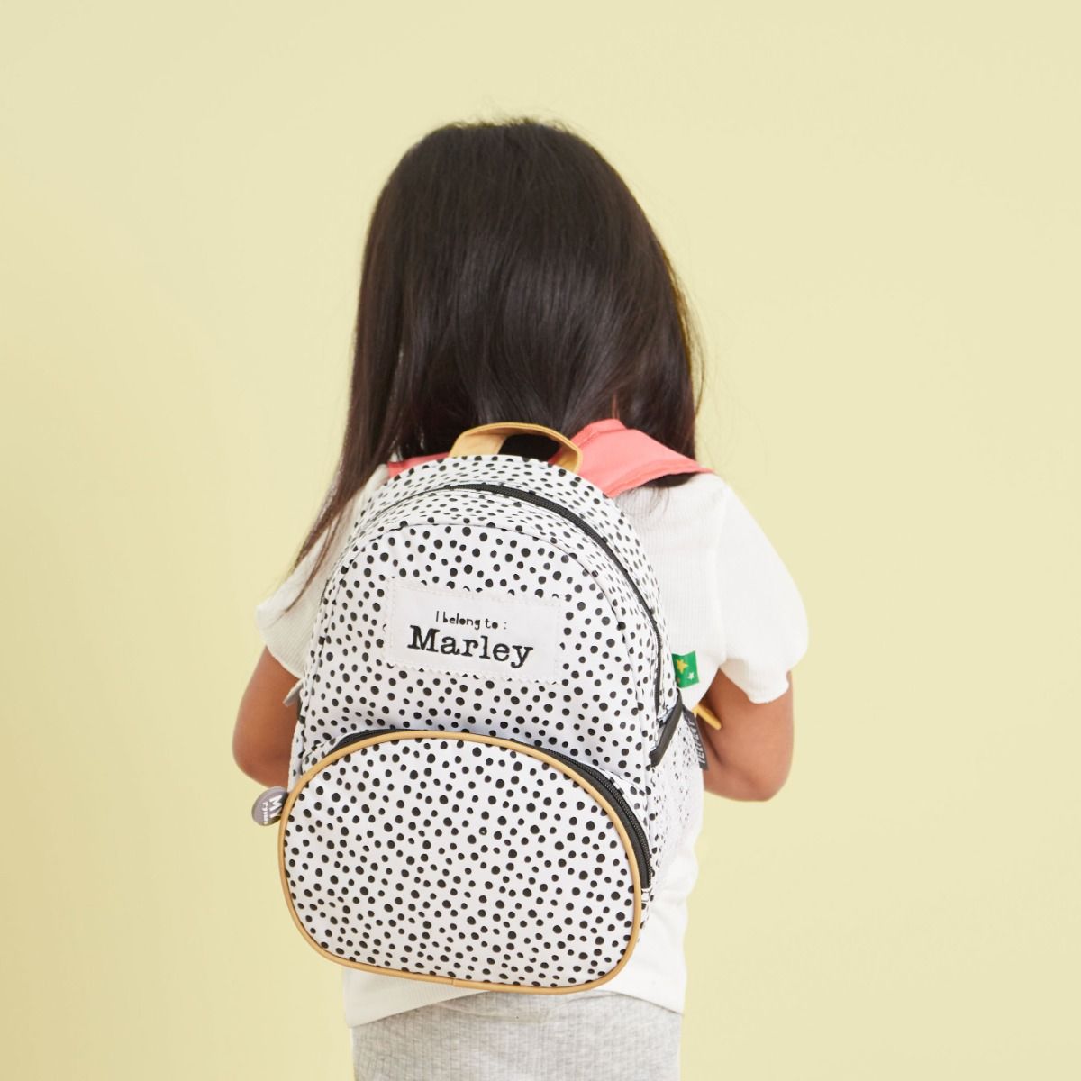 Personalised Black and White Polka Dot Backpack | My 1st Years