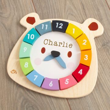 Personalised Tenderleaf Wooden Bear Clock Puzzle 
