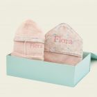 Personalised Pink Ditsy Splash and Snuggle Gift Set