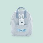 Personalised Blue Cord Mini Backpack and Bunny Toy