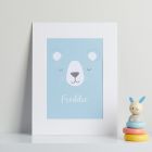 Personalised Blue Bear Children's Room Print Mount Board Only
