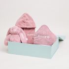 Personalised Rose Pink Splash, Snuggle and Cuddle Set